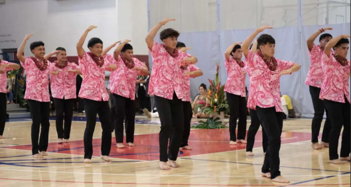 Hui o Nā Opio students perform a hula auana to honor the island of Maui.